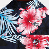 Chemise en coton avec imprimé floral de plantes tropicales d'Hawaï pour hommes
