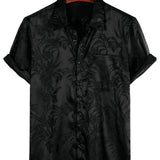 Chemise de Plage en Coton Floral à Manches Courtes avec Boutons pour Homme, Jacquard d'Été