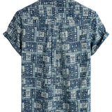 Chemise à Manches Courtes en Coton Rétro Décontractée pour Homme