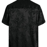 Chemise de Plage en Coton Floral à Manches Courtes avec Boutons pour Homme, Jacquard d'Été