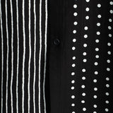 Chemise en Coton Retro Noire à Rayures et à Pois pour Homme, à Boutons et à Manches Courtes