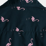 Chemise Casual en Coton Hawaïenne à Manches Courtes avec Boutons de Flamant Tropical pour Homme