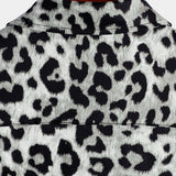 Chemise à manches courtes en coton à boutons léopard blanc pour homme
