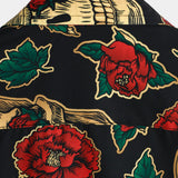 Chemise à Manches Courtes en Coton avec Imprimé de Crâne et Rose pour Homme