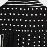 Chemise en Coton Retro Noire à Rayures et à Pois pour Homme, à Boutons et à Manches Courtes