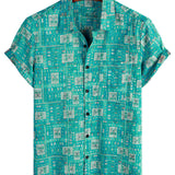 Chemise à Manches Courtes en Coton Rétro Décontractée pour Homme