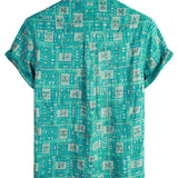 Chemise à Manches Courtes en Coton Rétro Décontractée pour Homme