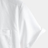 Chemise en Coton pour Homme de Couleur Unie avec Col Haut et Bouton Moyen, avec Poche Frontale