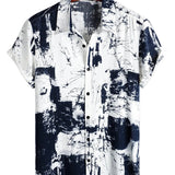 Chemise Casual en Coton à Manches Courtes Rétro pour Homme