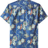 Chemise en Coton pour Homme avec Imprimé Floral à Manches Courtes, Respirante et Fraîche