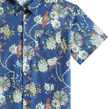 Chemise en Coton pour Homme avec Imprimé Floral à Manches Courtes, Respirante et Fraîche