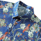 Chemise en Coton pour Homme avec Imprimé Floral à Manches Courtes, Respirante et Fraîche