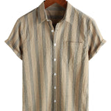 Chemise en Coton pour Homme avec Poche, Type Hawaïen, de Vacances, avec Boutons et Manches Courtes
