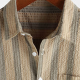 Chemise en Coton pour Homme avec Poche, Type Hawaïen, de Vacances, avec Boutons et Manches Courtes