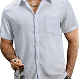 Chemise Casual en Coton à Manches Courtes Unies pour Homme en Été