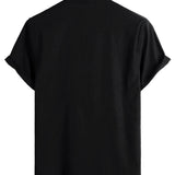 Chemise en Coton pour Homme de Couleur Unie avec Col Haut et Bouton Moyen, avec Poche Frontale