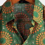 Chemise en Coton pour Homme des Années 70s Florale Rétro à Boutons Verte pour Été Plage Bohème Boho à Manches Courtes