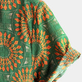 Chemise en Coton pour Homme des Années 70s Florale Rétro à Boutons Verte pour Été Plage Bohème Boho à Manches Courtes