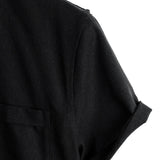 Chemise en Coton pour Homme de Couleur Unie avec Col Haut et Bouton Moyen, avec Poche Frontale