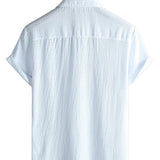 Chemise Casual en Coton à Manches Courtes Unies pour Homme en Été