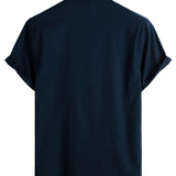 Chemise en Coton pour Homme de Couleur Unie avec Col Haut et Bouton Moyen, avec Poche Frontale