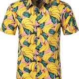Ensemble Chemise en Coton et Shorts Hawaïens à Imprimé de Banane pour Homme