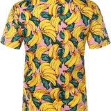 Ensemble Chemise en Coton et Shorts Hawaïens à Imprimé de Banane pour Homme