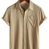 Chemise Casual en Coton à Manches Courtes Unies pour Homme en Été