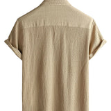 Chemise Casual en Coton à Manches Courtes Unies pour Homme en Été