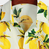 Chemise en Coton d'Été Hawaïenne à Manches Courtes avec Imprimé de Citron pour Homme