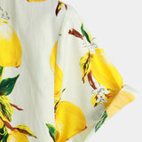 Chemise en Coton d'Été Hawaïenne à Manches Courtes avec Imprimé de Citron pour Homme