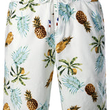 Ensemble Chemise en Coton et Shorts Hawaïens avec Imprimé Ananas pour Homme