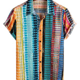 Chemise en Coton pour Homme à Manches Courtes Rayée Colorée