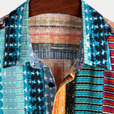 Chemise en Coton pour Homme à Manches Courtes Rayée Colorée