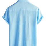 Chemise Casual en Coton à Manches Courtes Unies pour Homme en Été