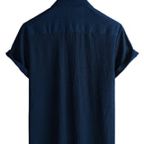 Chemise Casual en Coton à Manches Courtes Unies pour Homme en Été