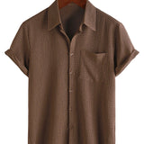 Chemise Casual en Coton à Manches Courtes Unies pour Homme en Été