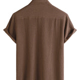 Chemise Casual en Coton à Manches Courtes Unies pour Homme en Été