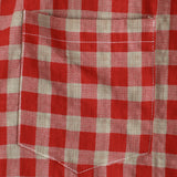 Chemise en Coton à Carreaux Rouges pour Homme avec Boutons et Poche à Manches Courtes