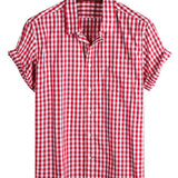 Chemise en Coton d'Été à Manches Courtes pour Homme, Couleur Unie, avec Poche et Boutons