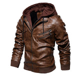 Veste en cuir à capuche
