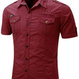 Chemise cargo en coton à manches courtes