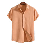 Chemise à manches courtes en coton-lin