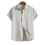 Chemise à manches courtes en coton-lin