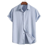 Chemise à manches courtes en coton-lin