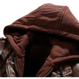 Veste en cuir à capuche