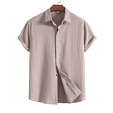 Chemise à manches courtes en coton-lin