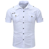 Chemise cargo en coton à manches courtes