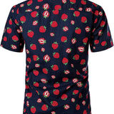 Ensemble de Chemise Hawaïenne en Coton et Shorts avec Imprimé de Fraises pour Homme