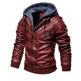 Veste en cuir à capuche